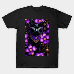 Gothic Black Cat Lost in Elegance T-Shirt